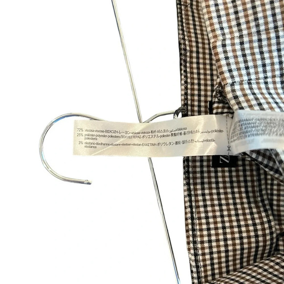 Zara Women’s Gingham Fitted Side Zip Trousers in Black/Brown/White Size L - Picture 10 of 10